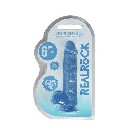 DILDO REALISTA COM TESTÍCULOS CRYSTAL CLEAR 6 /15 CM AZUL REALROCK - Image 2