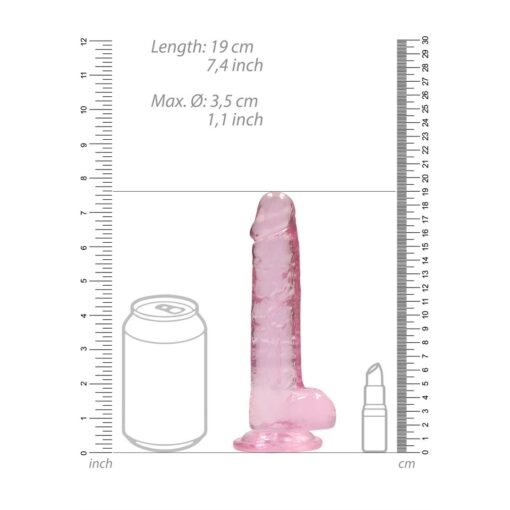 DILDO REALISTA COM TESTÍCULOS CRYSTAL CLEAR 7 /18 CM ROSA REALROCK - Image 6
