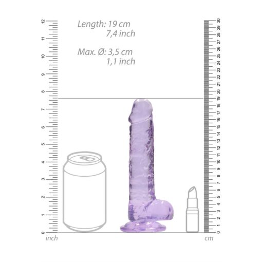 DILDO REALISTA COM TESTÍCULOS CRYSTAL CLEAR 7 /18 CM ROXO REALROCK - Image 6