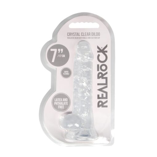 DILDO REALISTA COM TESTÍCULOS CRYSTAL CLEAR 7 /18 CM TRANSPARENTE REALROCK - Image 2