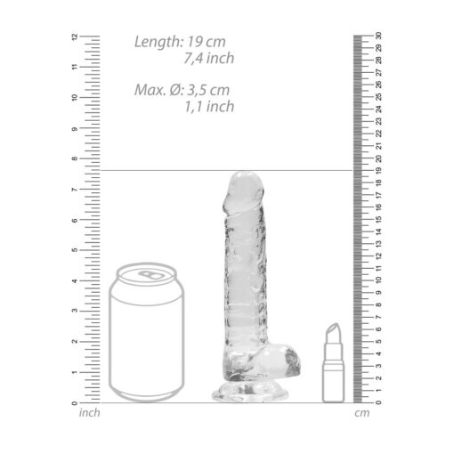 DILDO REALISTA COM TESTÍCULOS CRYSTAL CLEAR 7 /18 CM TRANSPARENTE REALROCK - Image 6