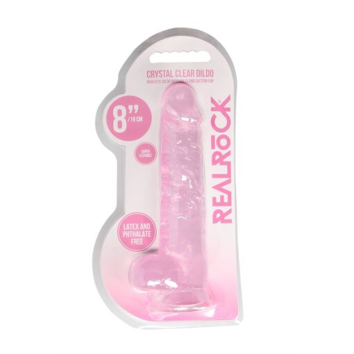 DILDO REALISTA COM TESTÍCULOS CRYSTAL CLEAR 8 /21 CM ROSA REALROCK - Image 2