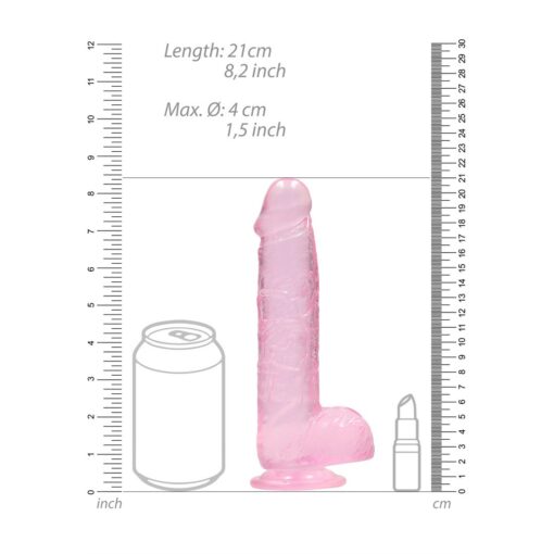 DILDO REALISTA COM TESTÍCULOS CRYSTAL CLEAR 8 /21 CM ROSA REALROCK - Image 6