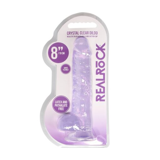 DILDO REALISTA COM TESTÍCULOS CRYSTAL CLEAR 8 /21CM ROXO REALROCK - Image 2