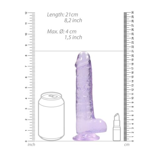 DILDO REALISTA COM TESTÍCULOS CRYSTAL CLEAR 8 /21CM ROXO REALROCK - Image 6