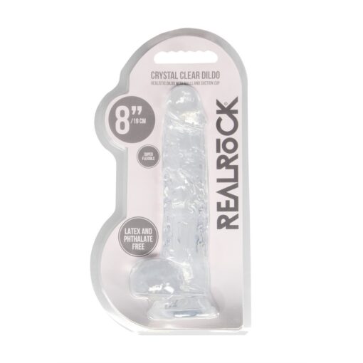 DILDO REALISTA COM TESTÍCULOS CRYSTAL CLEAR 8 /21CM ROSA REALROCK - Image 2