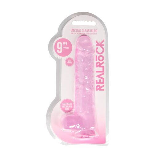 DILDO REALISTA COM TESTÍCULOS CRYSTAL CLEAR 9 /23 CM ROSA REALROCK - Image 2