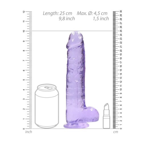 DILDO REALISTA COM TESTÍCULOS CRYSTAL CLEAR 9 /23 CM ROXO REALROCK - Image 6