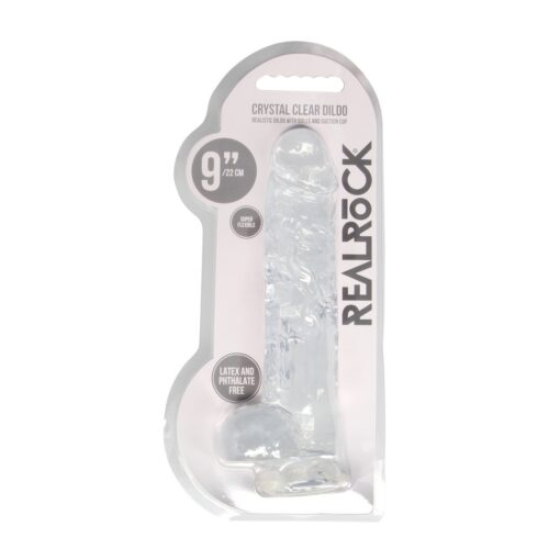 DILDO REALISTA COM TESTÍCULOS CRYSTAL CLEAR 9 /23CM TRANSPARENTE REALROCK - Image 2