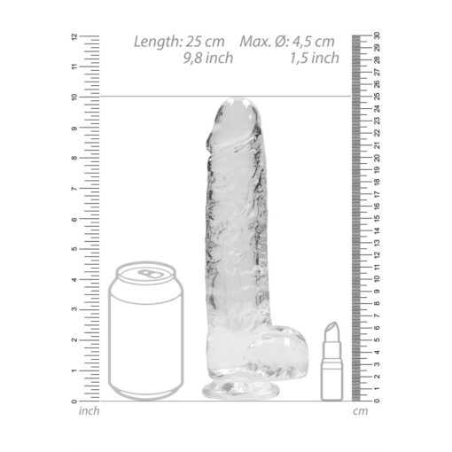 DILDO REALISTA COM TESTÍCULOS CRYSTAL CLEAR 9 /23CM TRANSPARENTE REALROCK - Image 6