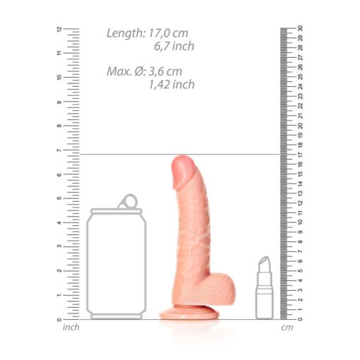 DILDO REALISTA COM TESTÍCULOS CURVED 6 /15,5 CM FLESH REALROCK - Image 6