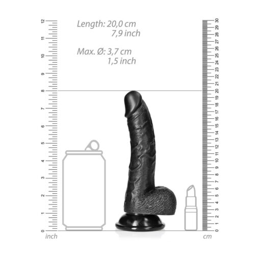 DILDO REALISTA COM TESTÍCULOS CURVED 7 /18CM PRETO REALROCK - Image 6