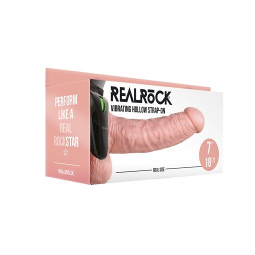 STRAP-ON OCO COM TESTÍCULOS E VIBRAÇÃO 7 /18 CM FLESH REALROCK - Image 2