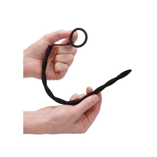 CONJUNTO DE SONDA DE URETRA COM ANEL PENIANO DE SILICONE PRETO OUCH! - Image 6