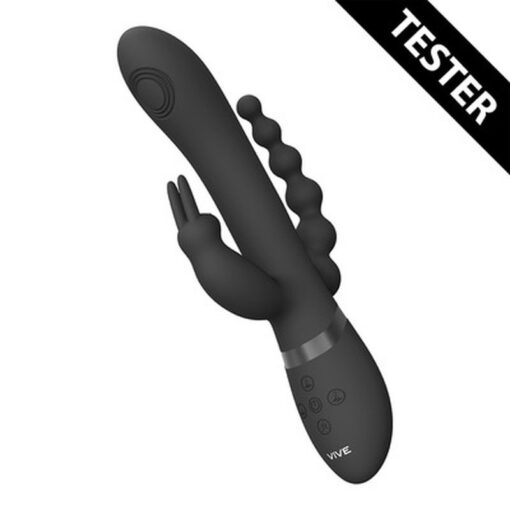 TESTER VIBRADOR RINI PULSE WAVE DOUBLE PENETRATION RABBIT PRETO VIVE