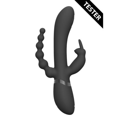 TESTER VIBRADOR RINI PULSE WAVE DOUBLE PENETRATION RABBIT PRETO VIVE - Image 4