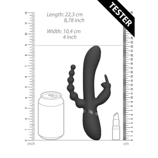 TESTER VIBRADOR RINI PULSE WAVE DOUBLE PENETRATION RABBIT PRETO VIVE - Image 5