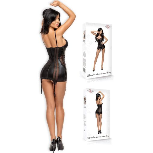 CAMISA DE NOITE E TANGA MARILYN PRETA BEAUTY NIGHT FASHION - Image 4