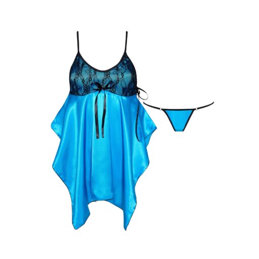 CAMISA DE NOITE E TANGA JULIETA TURQUESA BEAUTY NIGHT FASHION - Image 8