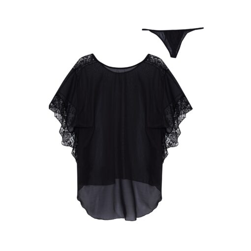 CAMISA DE NOITE E TANGA POPPY PRETO BEAUTY NIGHT FASHION - Image 8