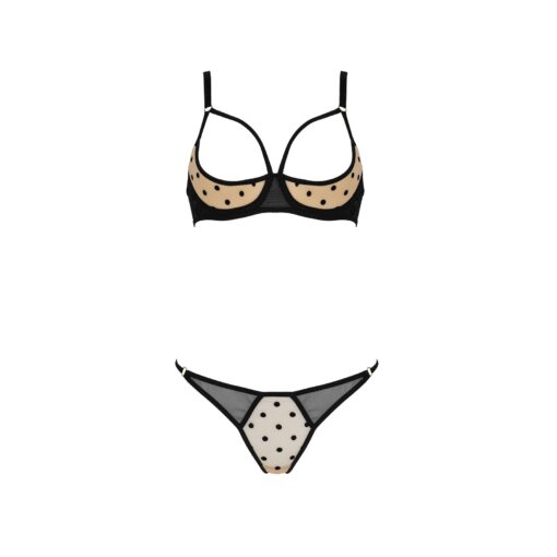 CONJUNTO DE 2 PEÇAS COM SUTIÃ ABERTO MARINA BEGE DEVIL COLLECTION PASSION - Image 3