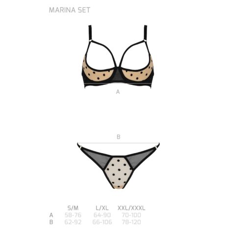 CONJUNTO DE 2 PEÇAS COM SUTIÃ ABERTO MARINA BEGE DEVIL COLLECTION PASSION - Image 5