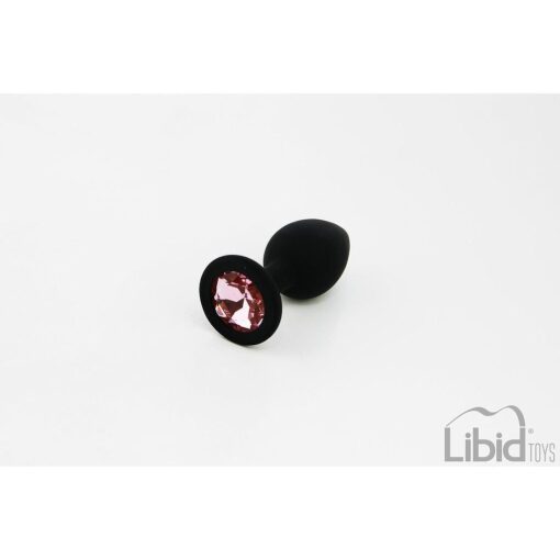 PLUG ANAL DE SILICONE PEQUENO COM JOIA PRETO CANDY LUST - Image 2