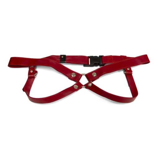 ARNÊS ARTESANAL EM COURO VERMELHO 3 CM/ L LULÚ LAFEM - Image 3