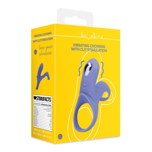 ANEL PARA O PÉNIS COM VIBRAÇÃO E ESTIMULADOR DE CLITÓRIS AZUL LOVELINE