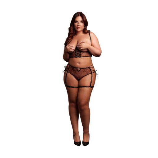 CONJUNTO DE 2 PEÇAS COM SUTIÃ SEM COPAS PRETO TAMANHO QUEEN LE DÉSIR - Image 4