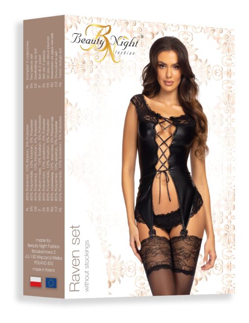 CORPETE E TANGA RAVEN SET PRETO BEAUTY NIGHT FASHION - Image 6