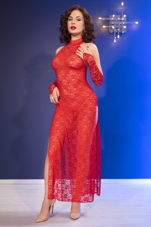 VESTIDO DE RENDA E TANGA CR-4853 VERMELHO CHILIROSE - Image 5