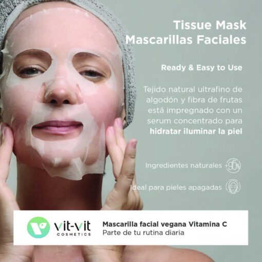 MÁSCARA DE TECIDO FACIAL VITAMIN C VIT VIT COSMETICS 20GR - Image 2