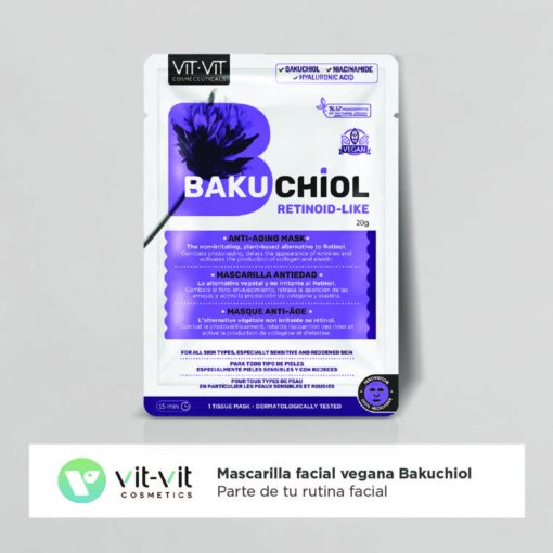 MÁSCARA DE TECIDO FACIAL ANTI-IDADE BAKUCHIOL VIT VIT COSMETICS 20GR - Image 2