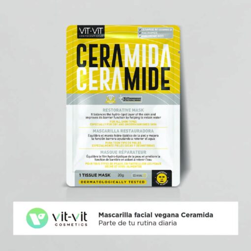 MÁSCARA DE TECIDO FACIAL CERAMIDE RESTORATIVE VIT VIT COSMETICS 20GR - Image 2