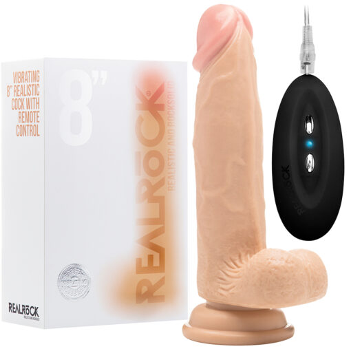 VIBRADOR REALÍSTICO COM TESTÍCULOS REALROCK 8? BRANCO - Image 2
