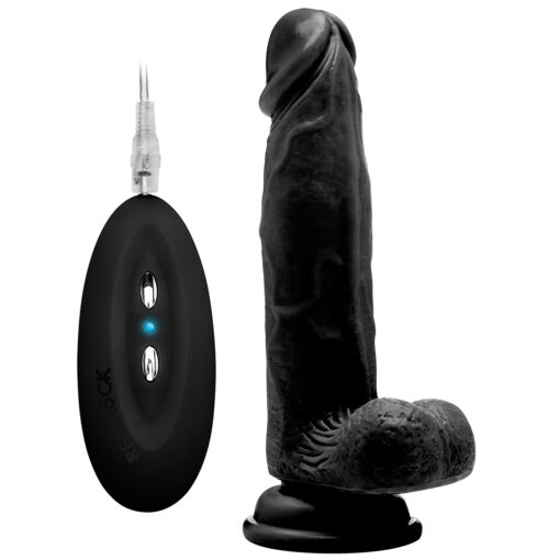 VIBRADOR REALÍSTICO COM TESTÍCULOS REALROCK 8? PRETO