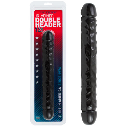 DILDO DUPLO JR. VEINED DOUBLE HEADER 12'' PRETO - Image 2
