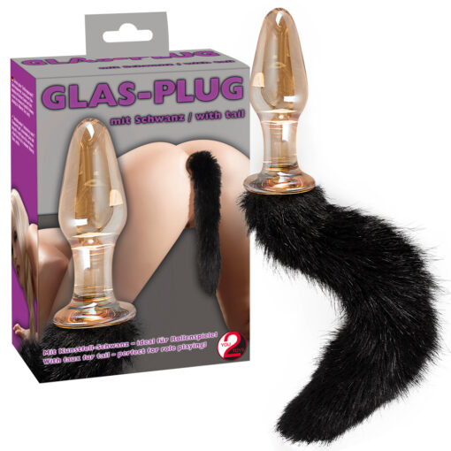 PLUG ANAL EM VIDRO COM CAUDA PRETA - Image 2