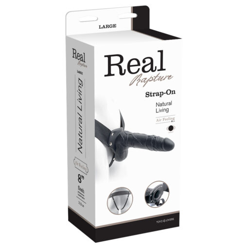 STRAP-ON OCO COM VIBRAÇÃO E TESTÍCULOS REAL RAPTURE AIR FEELING 8 PRETO - Image 2