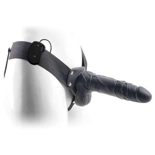 STRAP-ON OCO COM VIBRAÇÃO E TESTÍCULOS REAL RAPTURE AIR FEELING 8 PRETO
