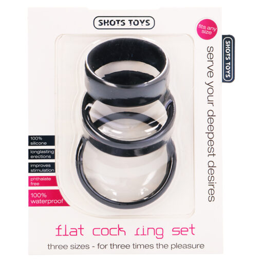 CONJUNTO DE ANÉIS PARA O PÉNIS FLAT COCK RINGS SET PRETOS - Image 2