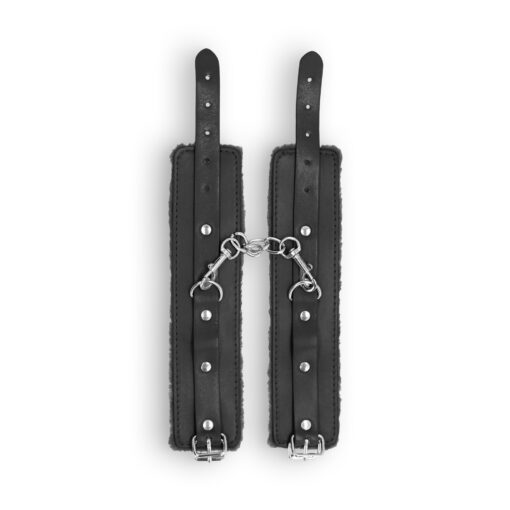 ALGEMAS OUCH! PLUSH LEATHER WRIST CUFFS PRETAS - Image 3
