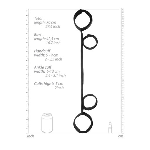 BARRA AFASTADORA COM ALGEMAS OUCH! SPREADER BAR WITH CUFFS PRETA - Image 4