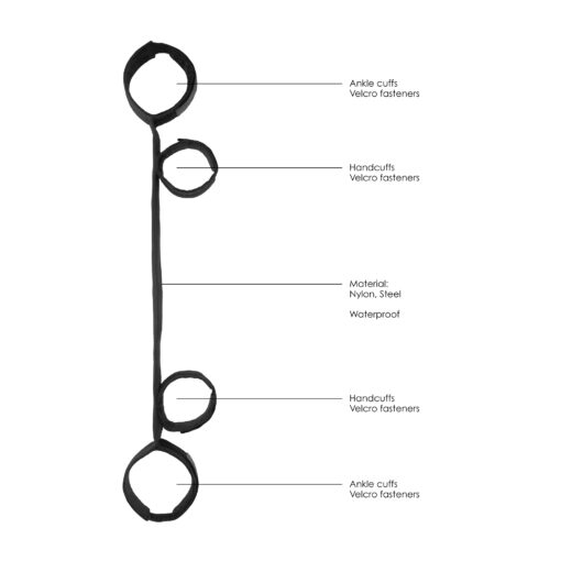 BARRA AFASTADORA COM ALGEMAS OUCH! SPREADER BAR WITH CUFFS PRETA - Image 5