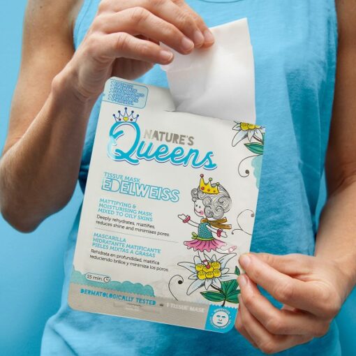 MÁSCARA DE TECIDO FACIAL MATIFICANTE NATURE?S QUEENS EDELVAISSE 25ML - Image 3