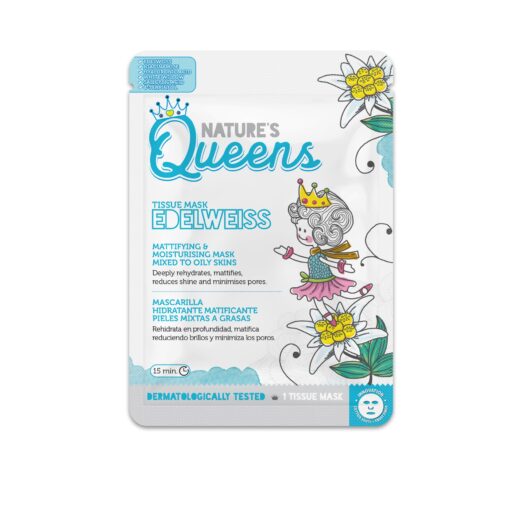 MÁSCARA DE TECIDO FACIAL MATIFICANTE NATURE?S QUEENS EDELVAISSE 25ML - Image 5
