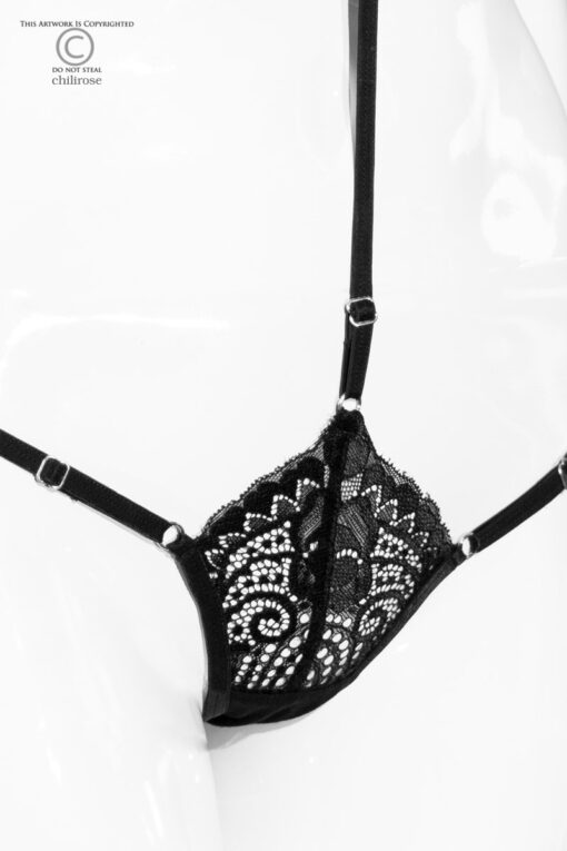 CUECA FIO DENTAL COM GARGANTILHA CR-4385 PRETA - Image 7