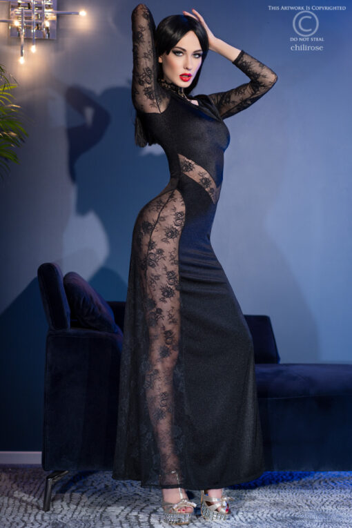 VESTIDO DE COCKTAIL COMPRIDO CR-4408 PRETO - Image 5