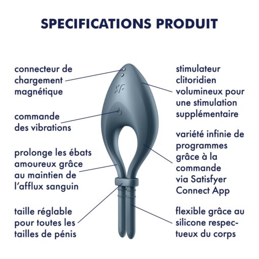 ANEL VIBRATÓRIO BULLSEYE COM APP SATISFYER AZUL ESCURO - Image 10